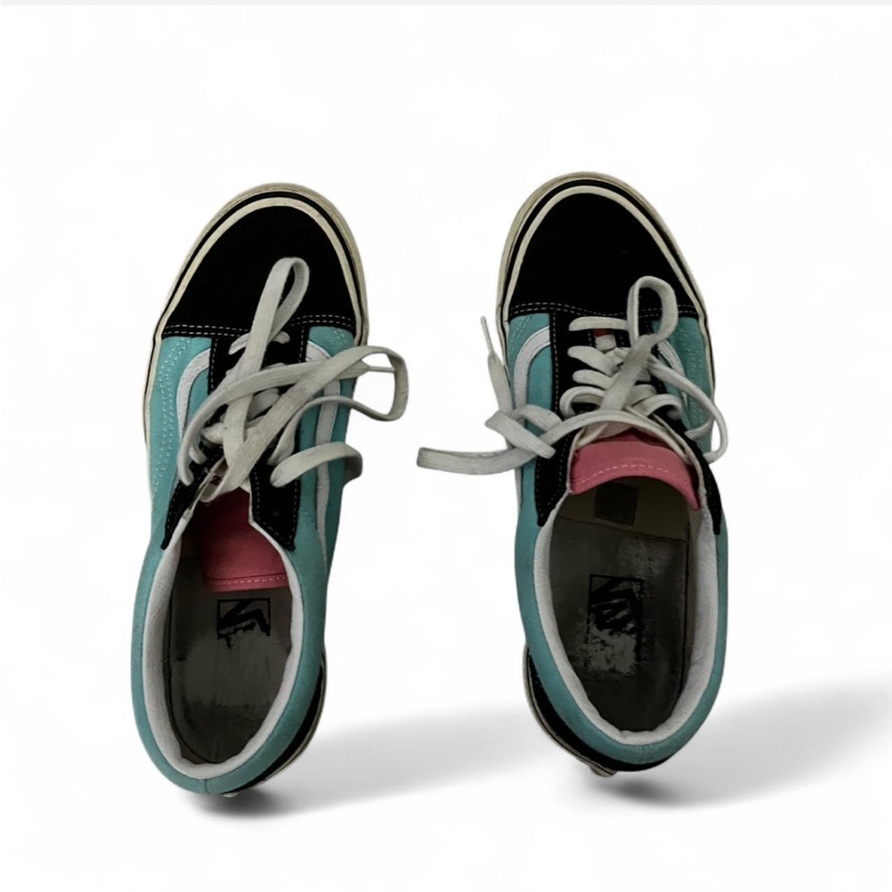 Vans Old Skool Sneakers in Black, Turquoise, and Pink